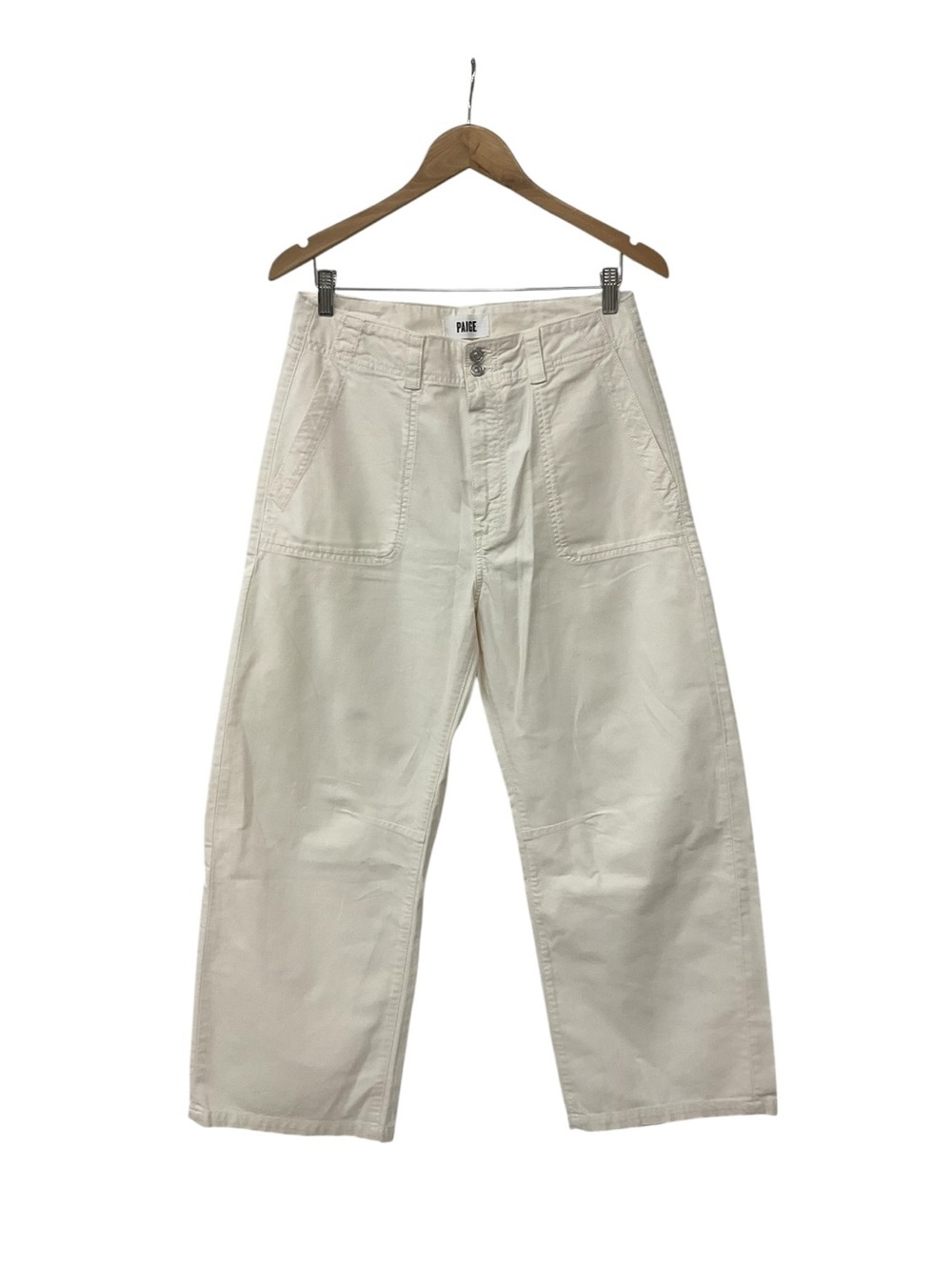 Paige Wide Leg Jeans Arellia Utility Pocket Jeans Cream Cloud 30